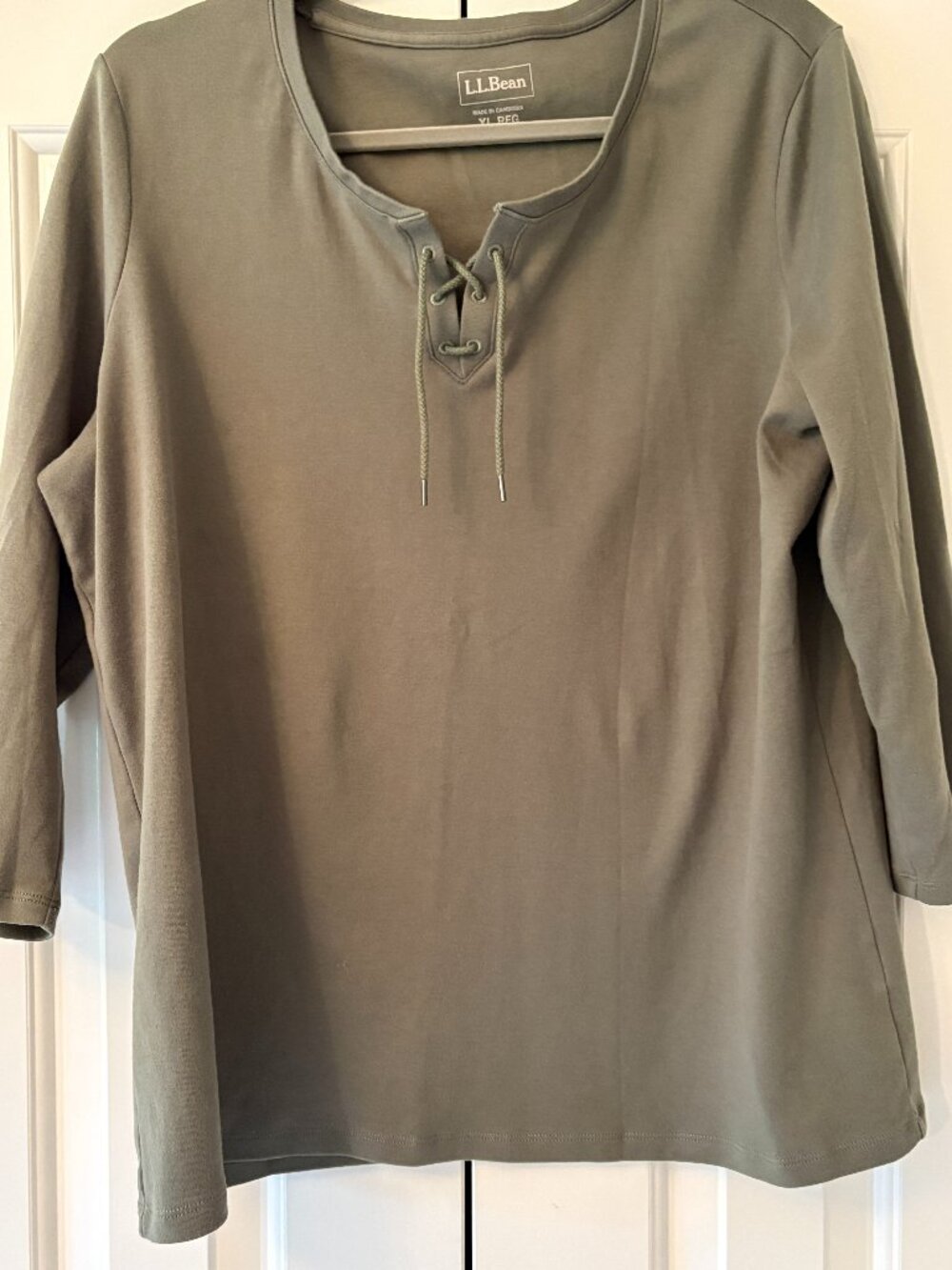 L. L. Bean Women's Lace Up Dusty Olive  String Tie Top  Sz XL